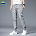 Summer Thin Casual Pants Men Cotton Stretch Slim Fit Elastic Waist Business Classic Korean Trousers Male Khaki Black Green 28-38. 