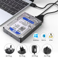 USB 3.0 to SATA/Type-C Adapter Sata Cable 2.5/3.5 Inch SSD HDD SATA III Hard Drive Disk with 12V/2A Power Adapter. 
