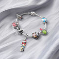 The Nightmare Before Christmas Bracelets Jack Skellington and Sally Pendant Bangle Disney Charm Bracelet for Women Jewelry. 