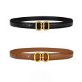 DINISITON New Women's Belt Classic Gold Pin Buckle Belt Fashion PU Leather Premium Feeling Pant Belts. 