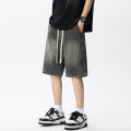 Casual Denim Shorts Men Elastic Waist Straight Comfortable Light Blue Soft Short Pants Baggy Wide Bermuda Male Jeans.