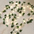 1/4/8PCS 2M Climbing Rattan Light String Willow Leaf USB Outdoor Copper Wire Rattann  Wedding Party Decorative LED String Light. 