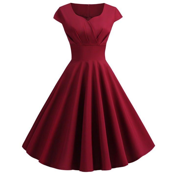 Pink%20Summer%20Dress%20Women%20V%20Neck%20Vintage%20Robe%20Elegant%20Retro%20Pin%20up%20Party%20Office%20Midi%20Dresses%20-%20Image%208