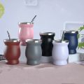 Double-Walled Mate Natural Gourd Tea Cup Set Bombillas Yerba Mate Tea Cup Insulation Wall Gourd Tea Cup Mate Straw Set. 