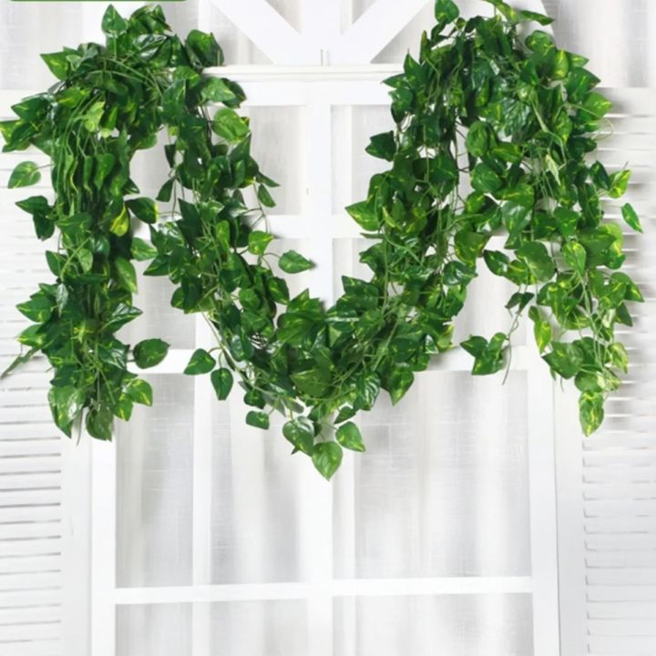 Pack of 12 Artificial Money Plant Leaf Bails 8ft Length Green Hanging Garland for Home, Office, Wedding, and Festival Decoration