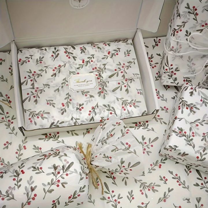 30pcs/10pcs Holly, Berry Thin Paper, Wax-Coated  Wrapping, Party Favor Packaging for Christmas, Thanksgiving, Birthdays