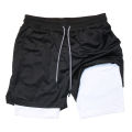 Men's Double Layer Fitness Shorts Men Fitness Gym Training 2 in 1 Sports Shorts Quick Dry Workout Jogging Double Deck Summer.