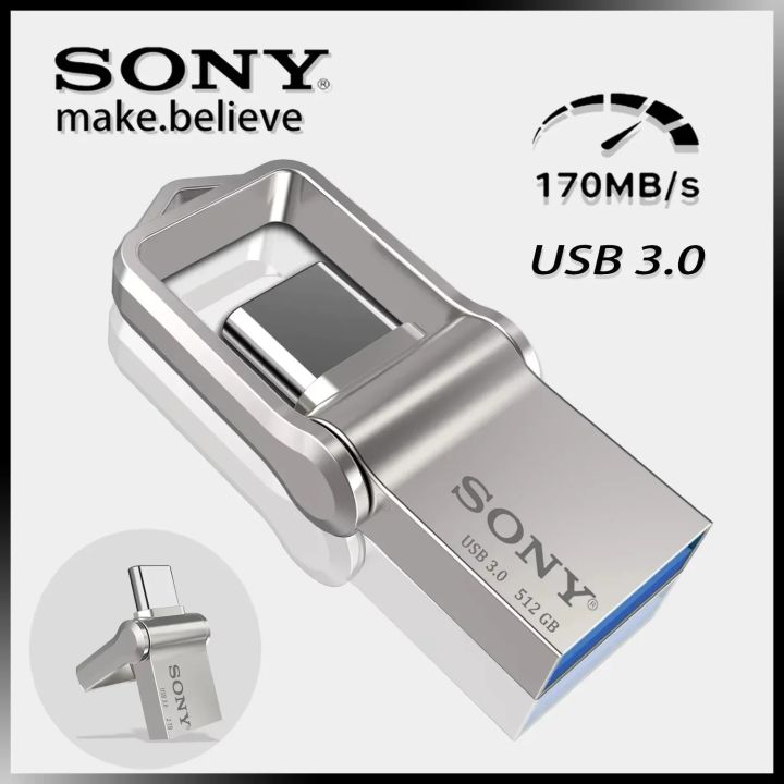 SONY 2 in 1 OTG USB-C Flash Pen Drive Metal Memory Stick Usb 3.0 Flash Disk 64GB 128GB 256G 2TB 1TB USB3.0 Dual C Pendrive