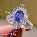 Huitan Luxury Oval Blue Cubic Zirconia Female Ring for Wedding Engagement Ceremony Party New Fashion Design Women's Ring Jewelry.