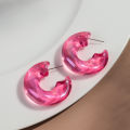 New Iridescent Acrylic Chunky Circle Earring Hoops for Women Transparent Geometric Huggies Earrings Korean Fashion Jewelry .
