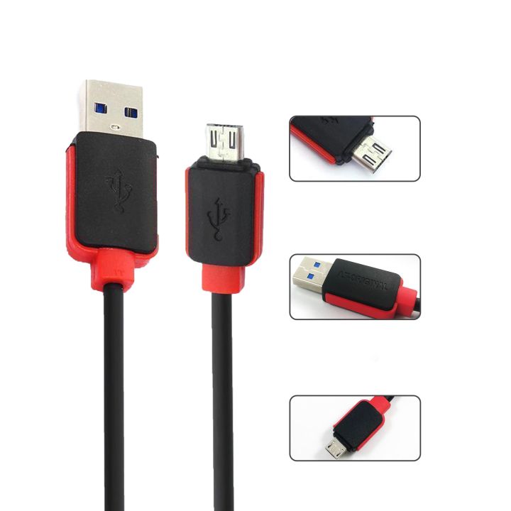 ORIGINAL Warner 1.2 Meter | Micro USB | Type C | Lightning Iphone |  3.0 Fast Charging + Data Cable For Samsung / HTC / Infinix / Xiaomi / Oppo / Huawei / Nokia / Lenovo / Android Phones - Colour Black & Red