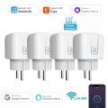 Tuya Smart Home Socket WiFi 20A EU Plug Outlet Remote Control Timer Power Monitor Support Voice  Home Alexa. 