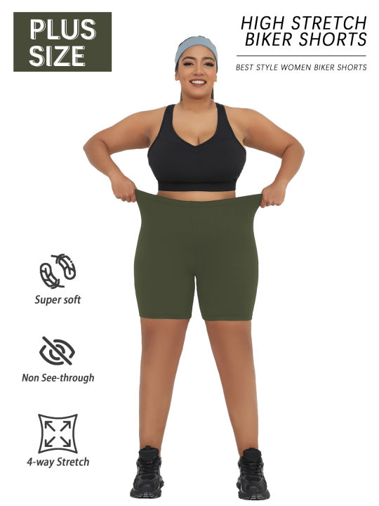 Plus%20Size%20Women%20Athletic%20Shorts%20Super%20Soft%20Biker%20No%20See%20Through%20Workout%20Yoga%20Running%20Home%20Casual%20-%20Image%204