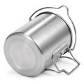 LIXADA 750ml Stainless Steel Pot Portable Water Mug Cup with Lid and Foldable Handle Outdoor Camping Cooking Picnic Equipment. 