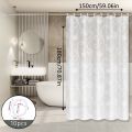 White Lotus Minimalist Shower Curtain, Fresh Style Bathroom Partition Curtain, Beautiful Curtain for Rental Home Bathroom Renovation. 