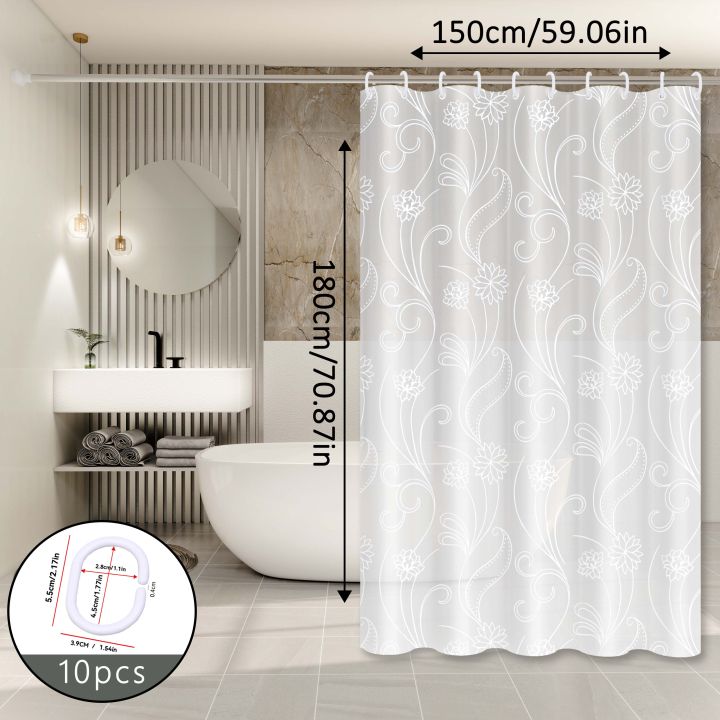 White%20Lotus%20Minimalist%20Shower%20Curtain,%20Fresh%20Style%20Bathroom%20Partition%20Curtain,%20Beautiful%20Curtain%20for%20Rental%20Home%20Bathroom%20Renovation%20-%20Image%203