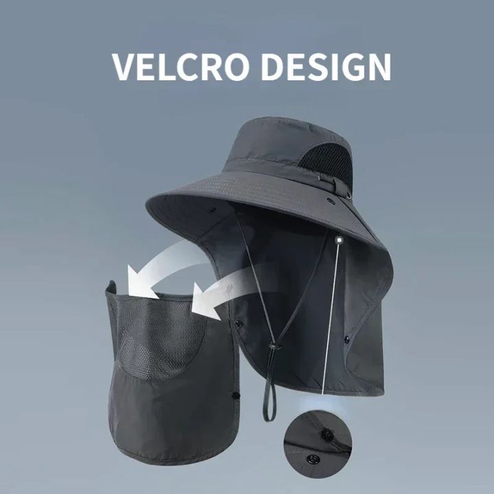 Outdoor%20Fisherman%20Hat%20Wide%20Brim%20Bucket%20Hat%20with%20Neck%20Cover%20Men%20Summer%20Breathable%20Mesh%20Sun%20Protection%20Visor%20Anti%20UV%20Cap%20Unisex%20-%20Image%206