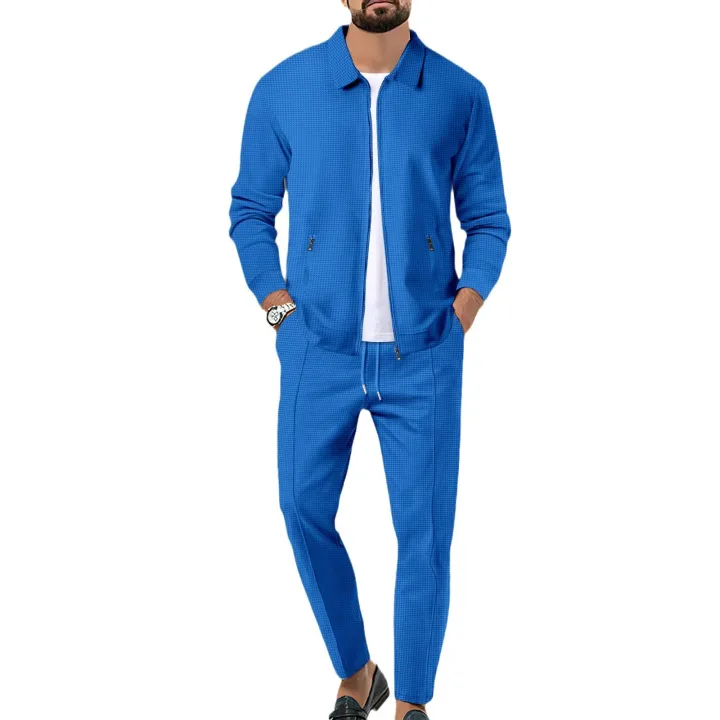 2026%20Coat%20Fall%20Waffle%20Zip%20Pocket%20Lapel%20Slim%20Cardigan%20Men's%20Jacket%20Set%20-%20Image%205