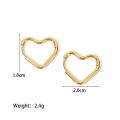 2pcs Fashion Gold Color Stainless Steel Heart Earrings Studs For Women Girl, Simple Punk Hoop Earrings Piercing Jewelry . 
