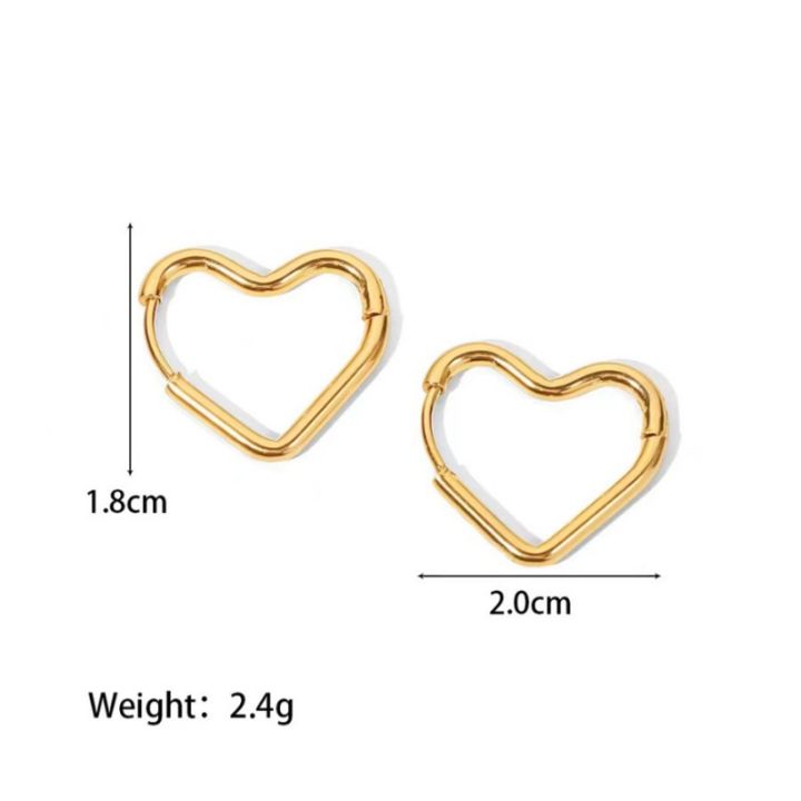 2pcs%20Fashion%20Gold%20Color%20Stainless%20Steel%20Heart%20Earrings%20Studs%20For%20Women%20Girl,%20Simple%20Punk%20Hoop%20Earrings%20Piercing%20Jewelry%20%20-%20Image%206