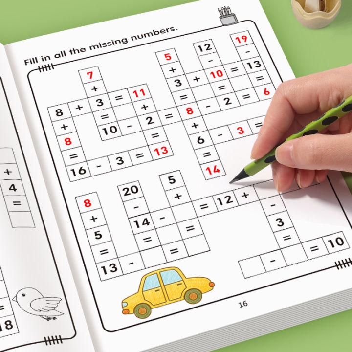 32 Pages Crossword Puzzles Addition Subtraction Math Workbook For 3-8 ...