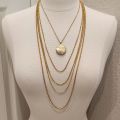 Vtg Gold Tone Locket Necklace 5 Strand Layered Chain Pendant 60s 70s Estate Read. 