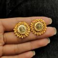 24K Gold Plated Classic Coin Ear Top/Stud Earrings For Women. 