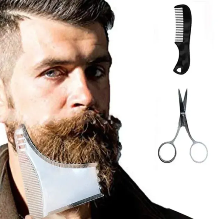 3Pcs%20Kit%20Men's%20Beard%20Shaper%20Tool%20Beard%20Shaping%20Styling%20Comb%20Template%20Clippers%20Beard%20Comb%20Scissors%20Beard%20Shaping%20Tool%20Set%20-%20Image%204
