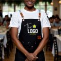 Customized Logo Adjustable Apron Canvas Work Apron With Pocket for Restaurant Kitchen Beauty Hairdressing Cafe Waiter Work Apron. 