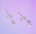 Pair of (2 Pcs) Silver plated Long Chain Butterfly Design Ear Cuffs Earrings for Women and Girls. 