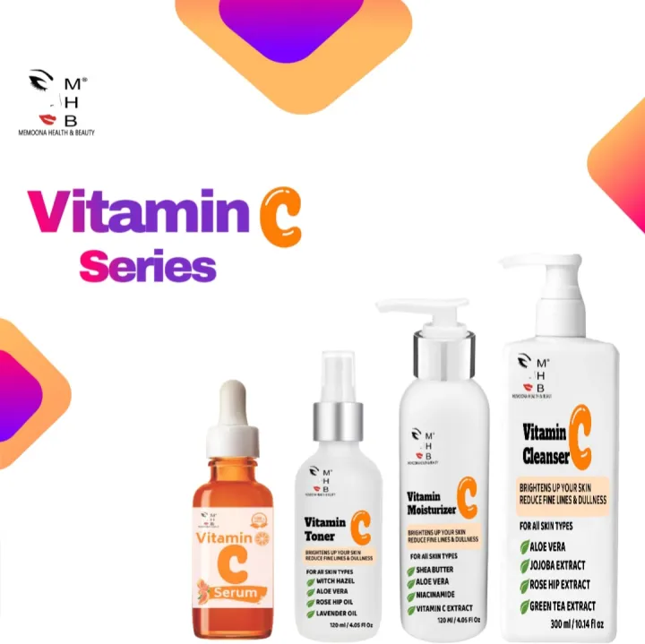 Vitamin C Skincare Set – Natural Brightening Cleanser, Toner, Serum ...