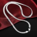 Silver Color  8/16/18/20/22/24 Inch 6mm Side Chain Necklace Bracelet For Woman Men Fashion Charm Wedding Jewelry. 