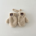 Bear Children Winter Mittens Thicken Warm Halter Baby Gloves for Girls Boys Lamb Wool Korean Kids Scarfs Baby Neck Warmer 2-6Y.
