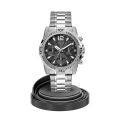 Guess Commander Black Dial Silver Stainless Steel Chronograph Watch For Men- GW0056G1. 