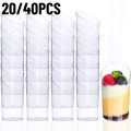 20/40PCS Disposable Dessert Cup Plastic Cup Tilted Circular Tasting Sample Birthday Wedding Appetizer Afternoon Tea Party.