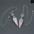 Natural Stone Crystal Reiki Pendulum Rose Quartz Amethysts Hexagonal Cone Shape Charm for Jewelry Making Necklace Accessories. 
