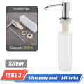 Kitchen Sink Soap Dispenser 500ML Liquid Soap Bottle Sink Built-in Design with Stainless Steel Head Hand Press Dispenser Bottle. 