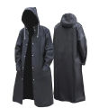 Black Fashion  Waterproof Long Raincoat Women Men Rain Coat Hooded For Outdoor Hiking Travel Fishing Climbing Thickened. 