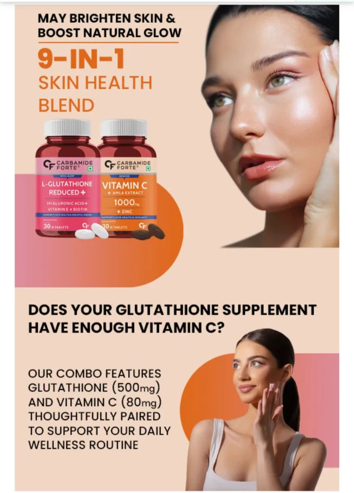 Carbamide Forte Japanese Reduced L Glutathione 500mg Tablets with Vitamin C from Amla Extract | Glutathione Supplements & Vitamin C Supplements 30 Veg Tablets Each | Daraz.lk Carbamide Forte Japanese Reduced L Glutathione 500mg Tablets with Vitamin C from Amla Extract | Glutathione Supplements & Vitamin C Supplements 30 Veg Tablets Each | Daraz.lk