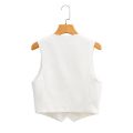 Zevity Women Fashion V Neck Single Breasted Short Vest Office Lady Sleeveless Chic White Suit Business Slim Waistcoat Tops CT556. 