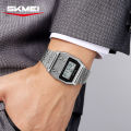 2460 Fashion Brand Men's Electronic Watch Multifunction Luminous Calendar Waterproof Steel Strap Sport Men Digital Watches skmei 2460. 