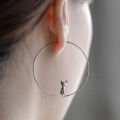 Cartoon Creative Cat Big Loop Earrings Simple Exaggerated Circle Earrings for Women Personalized Fashion Jewelry. 