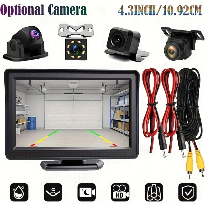 Camera Backup Reverse Rear View 4.3inch Monitor Backup Camera Car Rear View Camera HD Display Full Set ...
