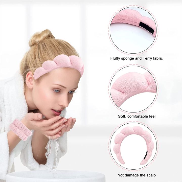 3Pcs%20Fashion%20Microfiber%20Washing%20Wristbands%20Scrunchies%20Puffy%20Headband%20Spa%20Bubble%20Headband%20for%20Washing%20Face%20Makeup%20Shower%20Skincare%20-%20Image%205