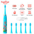Children Sonic Electric Toothbrush Colorful Cartoon For Kids USB Rechargeable Soft Automatic Waterproof With Replacement Head. 