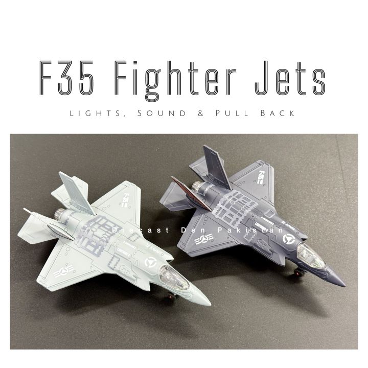 Fighter Jet Plane F35 (8.5 in) Die cast Metal Plane with Light Sound & Pull Back Action.