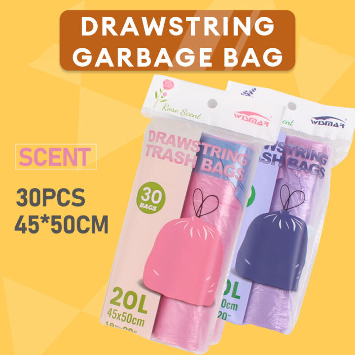 Drawstring trash bag with fragrance, 2 rolls total 30 PCs 45*50 m