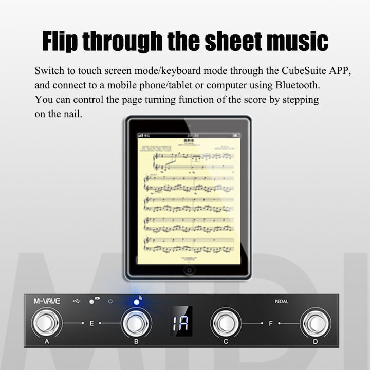 M-VAVE%20Chocolate%20Bluetooth%20MIDI%20Foot%20Controller,%204%20Switches%20Wireless%20Pedal%20with%20APP%20Control,%20Sheet%20Turning,%20DAW%20Control%20-%20Image%205