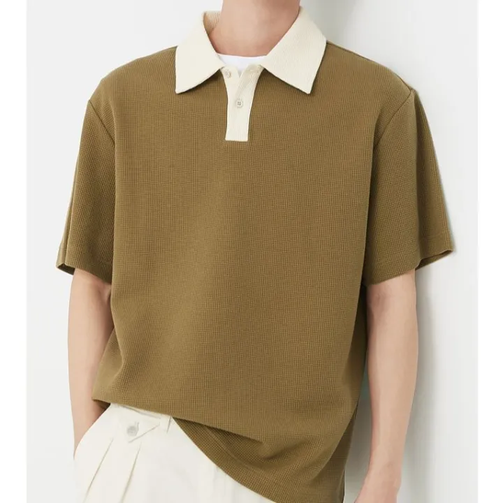 Becoolman%20-%20Men's%20Polo%20Shirt,%20Loose%20Version,%20Waffle%20Fabric,%20Casual%20T-Shirt,%20Fashion%20Color%20Matching,%20Vintage%20Trend,%20Simple%20and%20Easy%20to%20Match.%20-%20Image%206