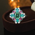925 sterling silver ring, colorful treasure style, tourmaline colored ring, niche high-end design, women's jewelry. 